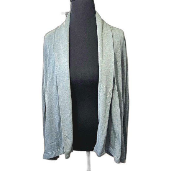 Athletic Works Light Dusty Blue French Terry Open Front Cardigan Shawl Collar L - Picture 12 of 12